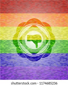 dislike icon inside lgbt colors emblem 