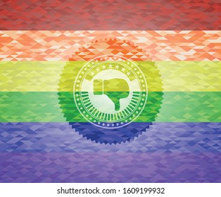 dislike icon inside lgbt colors emblem 