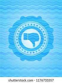 dislike icon inside light blue water badge background.