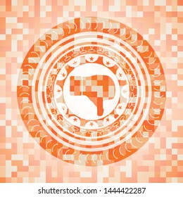 dislike icon inside orange mosaic emblem with background