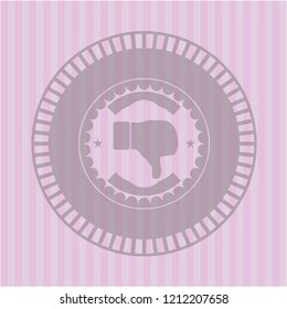 dislike icon inside pink emblem. Retro