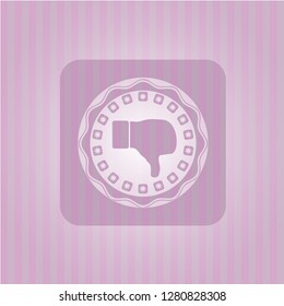 dislike icon inside pink emblem. Vintage.
