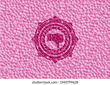 nicht wie Symbol in rosafarbenem Emblem mit Blasenhintergrund. Jahrgang. Vektorgrafik. Detaillierte Angaben. 
