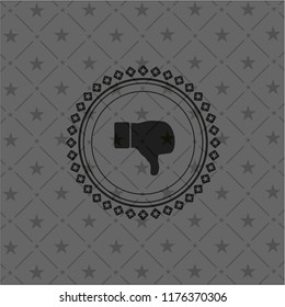 dislike icon inside realistic black emblem