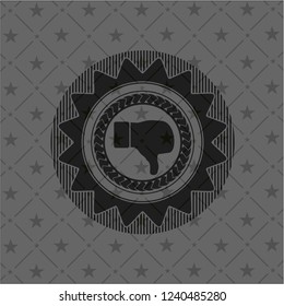 dislike icon inside realistic black emblem