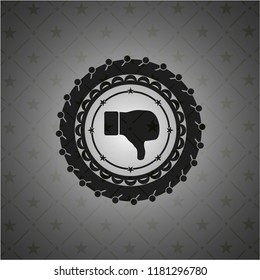 dislike icon inside realistic dark emblem