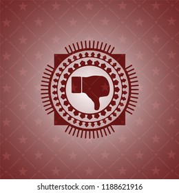 dislike icon inside realistic red emblem
