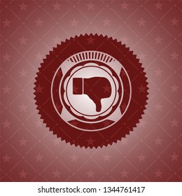 dislike icon inside realistic red emblem