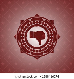 dislike icon inside realistic red emblem