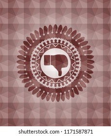 dislike icon inside red badge with geometric pattern. Seamless.