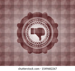 dislike icon inside red geometric badge. Seamless.