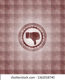 dislike icon inside red seamless polygonal badge.