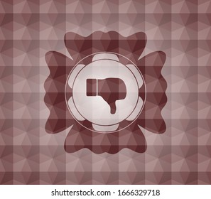 icono de disgustos dentro del emblema rojo transparente con un patrón geométrico.