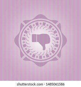 dislike icon inside retro pink emblem