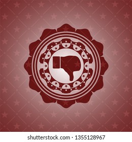dislike icon inside retro red emblem
