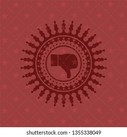 dislike icon inside retro red emblem