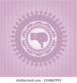 dislike icon inside retro style pink emblem