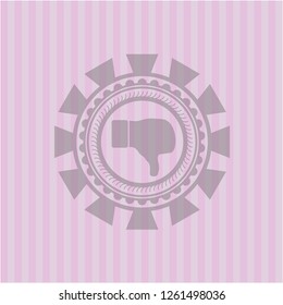dislike icon inside retro style pink emblem