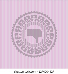 dislike icon inside retro style pink emblem