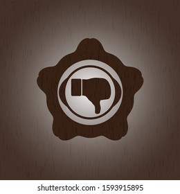 dislike icon inside retro style wood emblem
