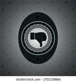 icono de disgusto dentro del emblema negro estilo retro