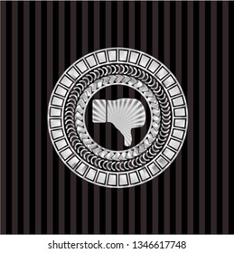 dislike icon inside silver badge or emblem
