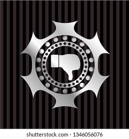 dislike icon inside silver shiny emblem
