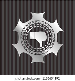 dislike icon inside silvery badge or emblem