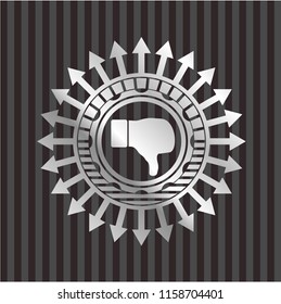 dislike icon inside silvery emblem or badge