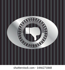 dislike icon inside silvery emblem