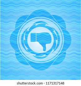 dislike icon inside water representation badge background.