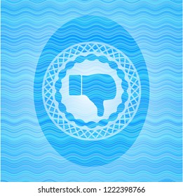 dislike icon inside water representation badge background.