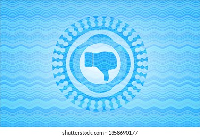 dislike icon inside water style badge.
