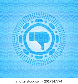 dislike icon inside water style emblem. 