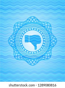 dislike icon inside water wave representation style emblem.