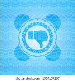 dislike icon inside water wave concept badge.