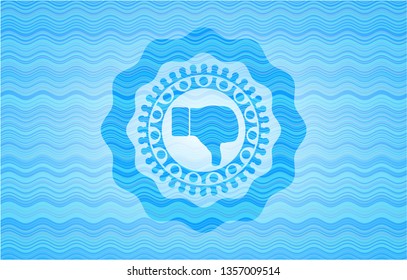 dislike icon inside water wave emblem background.