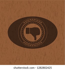 dislike icon inside wood emblem. Retro