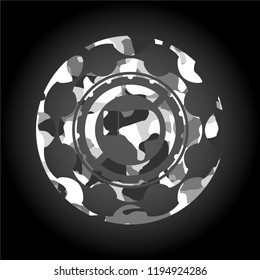 dislike icon on grey camo texture