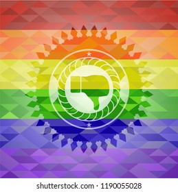 dislike icon on mosaic background with the colors of the LGBT flag