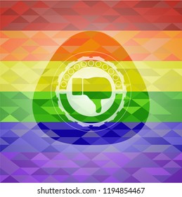 dislike icon on mosaic background with the colors of the LGBT flag