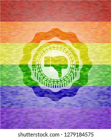 dislike icon on mosaic background with the colors of the LGBT flag