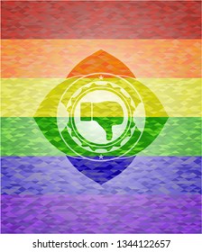 dislike icon on mosaic background with the colors of the LGBT flag