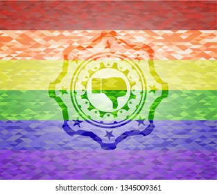 dislike icon on mosaic background with the colors of the LGBT flag