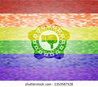 dislike icon on mosaic background with the colors of the LGBT flag