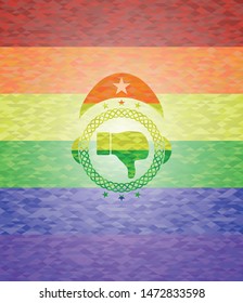 dislike icon on mosaic background with the colors of the LGBT flag