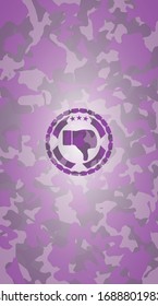 dislike icon on pink and purple camo pattern