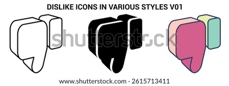 Dislike icon represented by Simple Dislike icon Line, Filled, Color style.