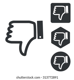 Dislike icon set, monochrome, isolated on white