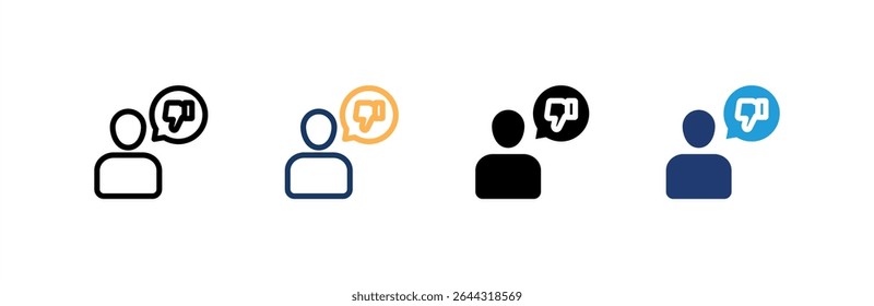 Dislike icon set multiple style collection. Vector illustration.